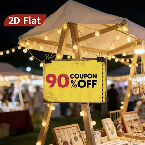 Vintage Metal Coupon Sign 2D Flat Promotion Decoration with Bold Red Black Text on Bright Yellow Background Easy Hang Retail Store Gym Party Home Office Decor No Power Needed Discount Indicator