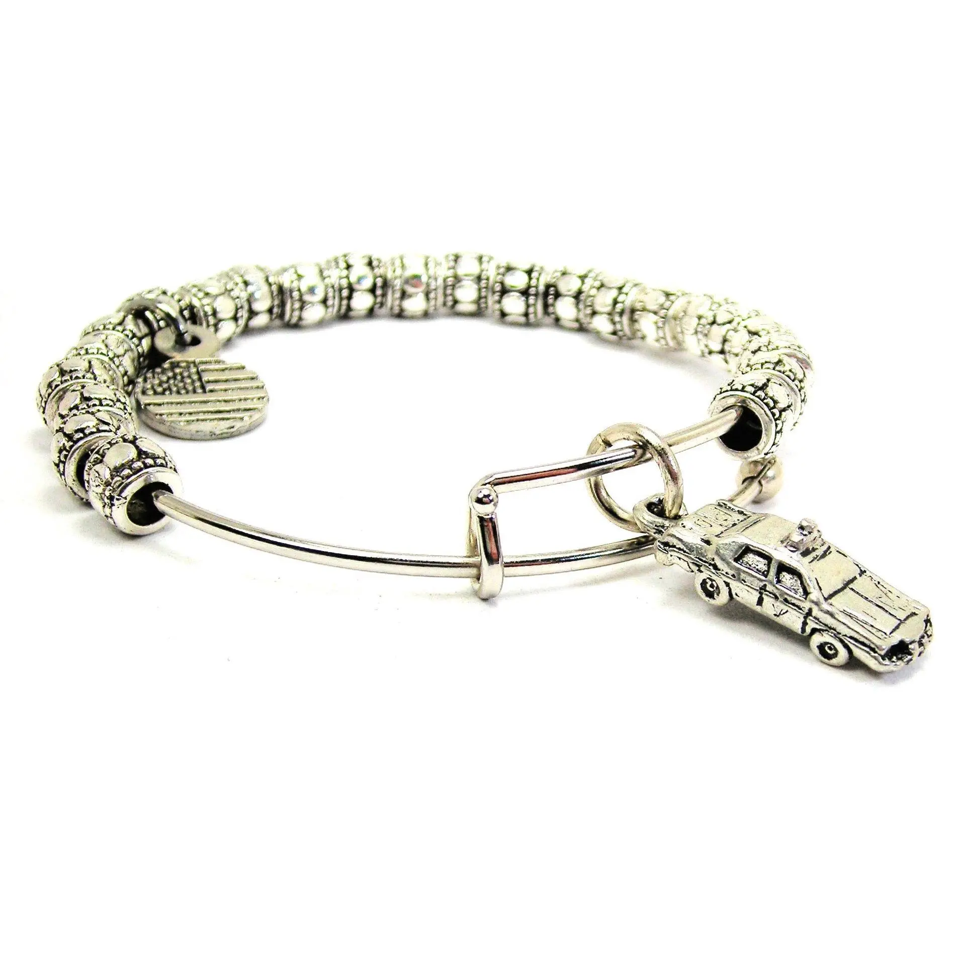 Police Car Metal Beaded Bracelet