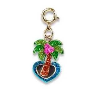 Gold Glitter Palm Tree Charm