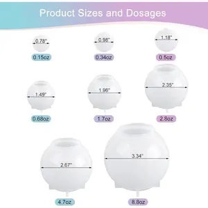 8Pcs Sphere Silicone Molds for Resin, Upgraded Seamless 3D Sphere Resin Molds Silicone,Large Round Ball Epoxy Resin Molds for Flowers Preservation,Resin Casting, Soap, Candle