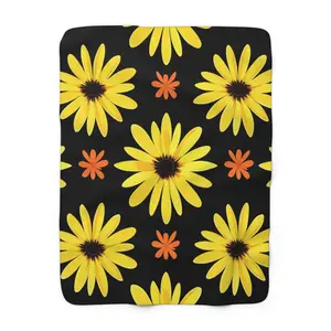 Sunflower Sherpa Blanket Cozy Floral Plush Throw