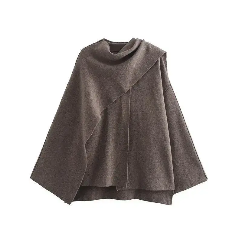 Women's Autumn New Asymmetric Scarf Short Loose Knitted Coat Jacket Knitwear Womenswear Women's Autumn New Asymmetric Scarf Short Loose Knitted Coat Jacket Knitwear Womenswear