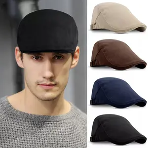 Mens Classic Newsboy Hat Solid Cotton Gatsby Cap Ivy Golf Driving Flat Cabbie