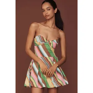 Anthropologie S/W/F Fitted Balloon Mini Dress LARGE La Fiesta GREEN