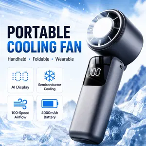 Portable Handheld Fan, USB Rechargeable Mini Cooling Fan with Neck Strap, Cute Expression Design for Travel and Outdoor Use