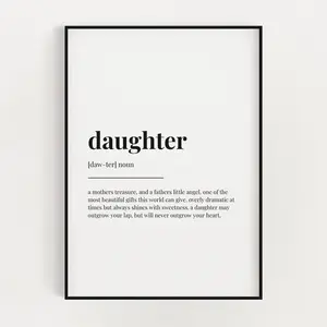 Daughter Definition Print, Daughter Definition Poster No Frame