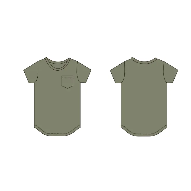 Curved-Hem Pocket Tee - Sage