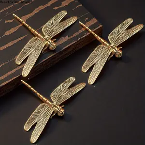 Set of 3 Vintage Brass Dragonfly Christmas Ornaments — Elegant Gold-Toned Flying Insect Figurines featuring Exquisite Wing and Body Designs; Perfect for Festive Home Décor and Holiday Decorations | Vintage Style | Exquisite Craftsmanship