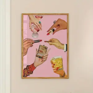 1 Piece Vintage Lipstick Art Print Poster - Modern Decorative Style Vertical Wall Decoration, Featuring Fashion Icon, Pink Aesthetic Canvas Print Suitable for Living Room, Bedroom, Dormitory - Frameless Housewarming Gift, Bedroom Artwork, Fashion Themed A