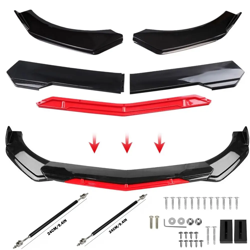 Universal Adjustable Glossy Black Front Lip for Car, Front Bumper Lip Splitter Spoiler Adjustable Diffuser Protector Chin Splitter Spoiler Air Dam Wide Body Kit