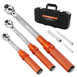 fathersdaygift VEVOR Click Torque Wrench Set, 3 Pieces, 1/4, 3/8, 1/2 Inch Drive, 10-170 lbf-ft, 5-45 lbf-ft, 20-240 lbf-in, Dual-direction and Dual Range Scales, 72-Tooth, 3 High Precision, for Bicycle Repair
