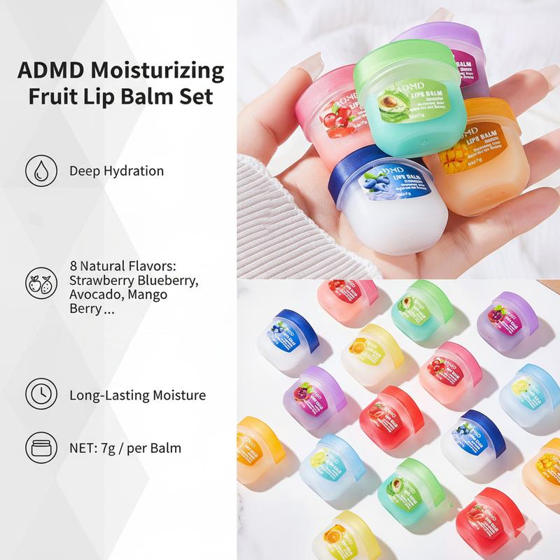 Lip Balm Set – Fruit & Floral Scents, Deeply Moisturizing & Long-Lasting, Gentle for All Skin Types, Ideal Gift Choice