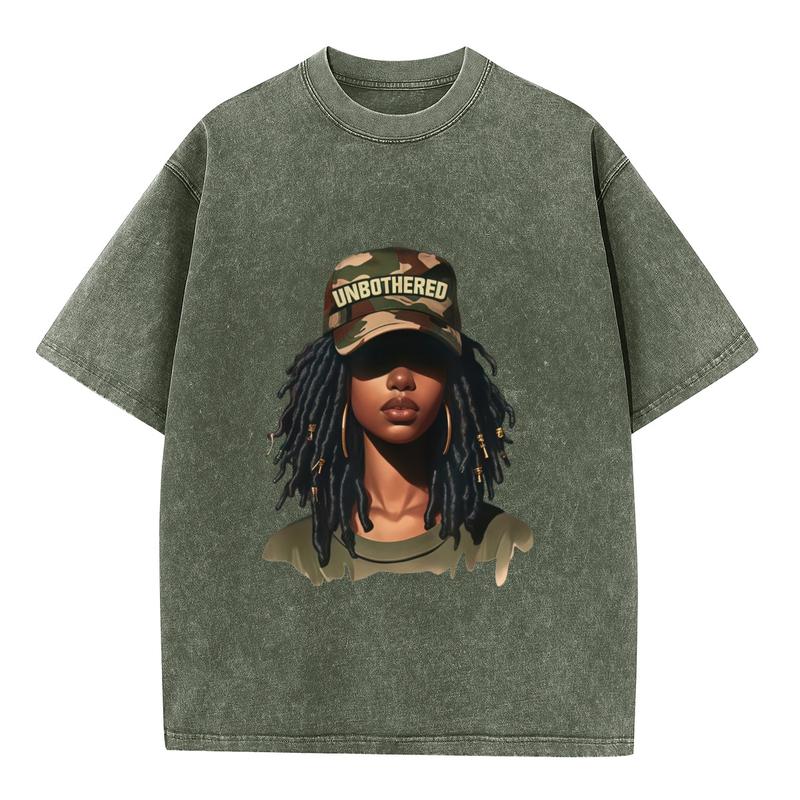 Plus Size Acid Wash T Shirts for Women Unbothered Sassy Black Woman Graphic Vintage Oversized Short Sleeve Crew Neck Curvy Tee