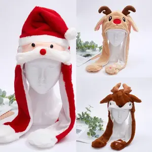 Cute Deer Christmas Hat for Men and Women, Funny Plush Santa Claus Cap Decoration, Warm Animal Hat for Christmas Festive Season, Funny Comedy Hat