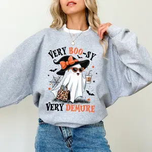 Very Boosy Very Demure Sweatshirt, Very Demure Mindful Cutesy Women Sweater, Vintage Cute Ghost Graphic Crewneck, Funny Demure Sweatshirt for Girls, Casual Women's Tops, Oversized Womenswear, Unisex Comfy Fabric, Comfort Soft Fabric Sweatshirt