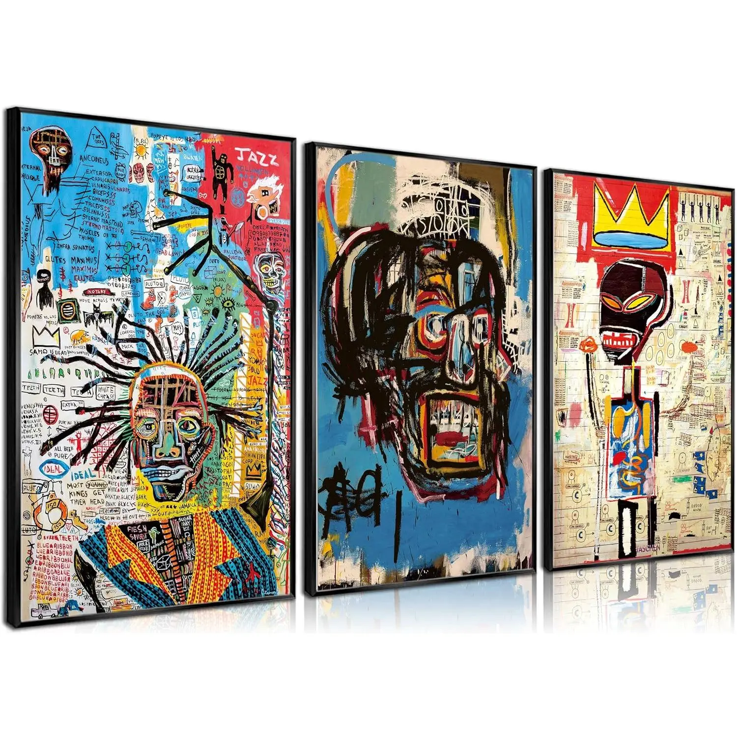 3 Pcs Street Wall Art Modern Abstract Pictures Poster Prints Wall Decor Artist Blue Color Print Canvas Painting for Living Room Bedroom Bathroom Office Home Decorations Unframed