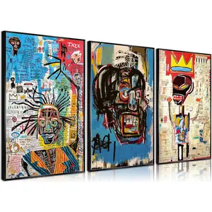 3 Pcs Street Wall Art Modern Abstract Pictures Poster Prints Wall Decor Artist Blue Color Print Canvas Painting for Living Room Bedroom Bathroom Office Home Decorations Unframed