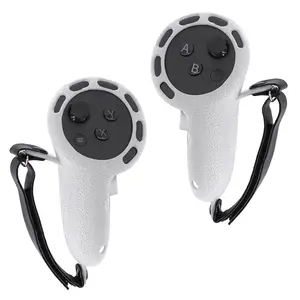 Controller Grips Cover for Meta/Oculus Quest 3/Quest 3S Accessories,  Grips Cover with Controller Hand Straps Compatible with VR Touch Controller covers (White)