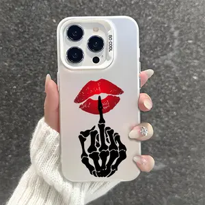 Skull Hand Lip Tattoo iPhone Case Shockproof Phone Cover for iPhone 7 8 X XR 11 12 13 14 15 16 17 Pro Max Plus Air 16E XSMAX Protective Durable Unique