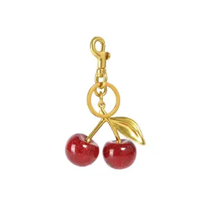 Crystal Red Cherry Keychain European and American Exquisite Women's Bag Pendant Cute Hanging Ornament Car Keychain Trendy girly Charm Jewellery