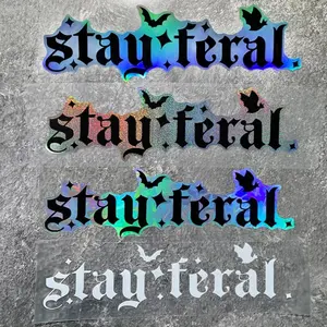 1PC Stay Feral Car Stickers, Bat-pattern Waterproof Vinyl Decals, Suitable for Motorcycle Fuel Tanks, Car Windows, Bumpers, Glass, and Other Smooth Surfaces, Perfect for Halloween Gifts, Sticker for Cars