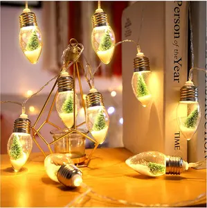 Christmas Tree Snow Globe String Lights, 10 LED Clear Bulbs Christmas Tree String Lights for Bedroom, Wedding, Table Decoration, Outdoor Garden Party,  Party Decorate(6.6 FT)