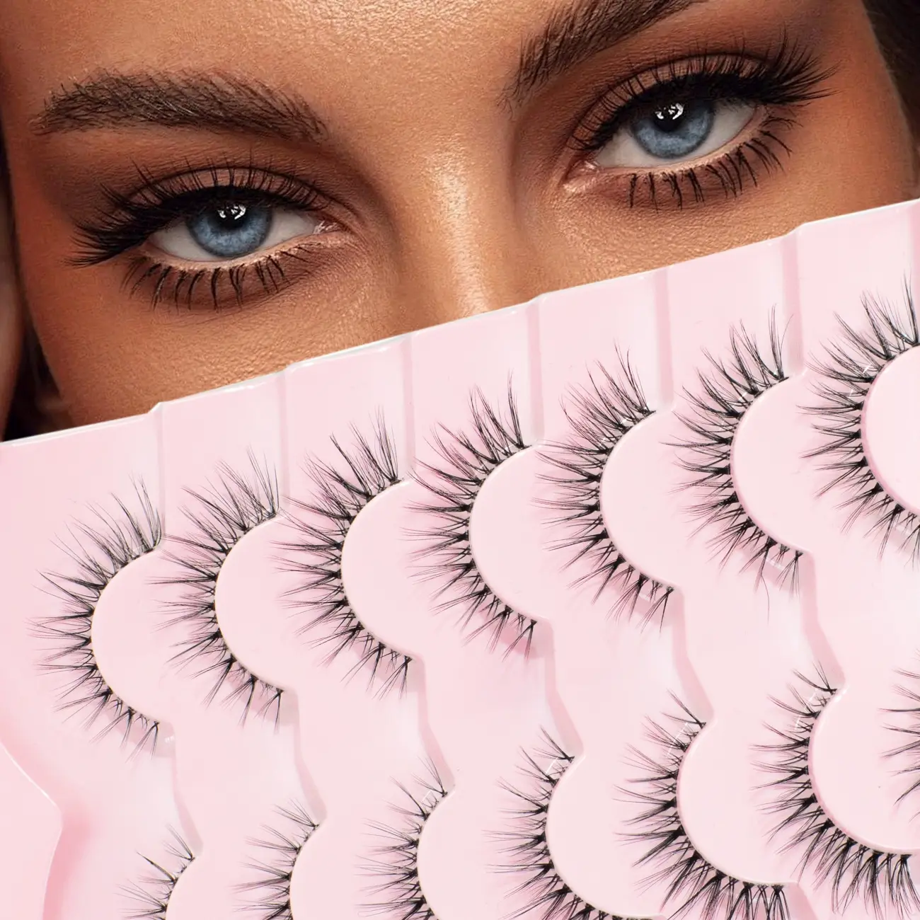 7 Pairs Invisible Strip Lashes, Volume False Eyelashes, Ultra-Thin Design, Easy Application, Lightweight Comfortable, Perfect for Daily Wear Makeup