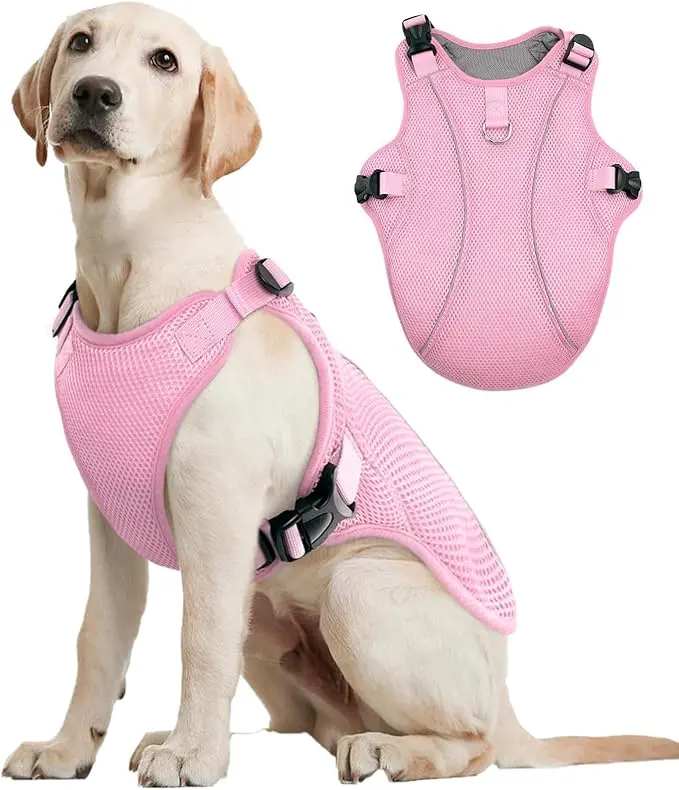Kuoser Dog Cooling Vest for Large Dogs, Lightweight Doggie Cooler Jacket Breathable Mesh Pet Cooling Shirts Reflective Puppy Cool Harness for Beach, Hiking, Walking