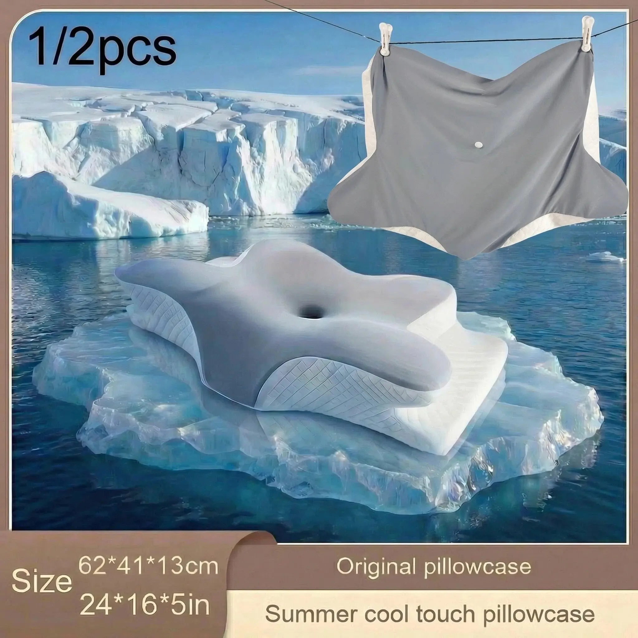 1/2pc butterfly-shaped neck pillowcase, summer cool-feeling pillowcase, 61*41*13 large-sized pillowcase, machine washable/without allergens, ergonomic original pillowcase, with hidden zipper for easy cleaning, Soft Comfy, Polyester Bedding