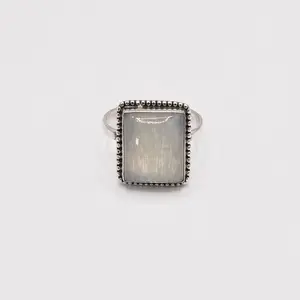 Yaya's One-of-a-Kind Rainbow Moonstone Sterling Silver Ring - Size 9 - ID 075