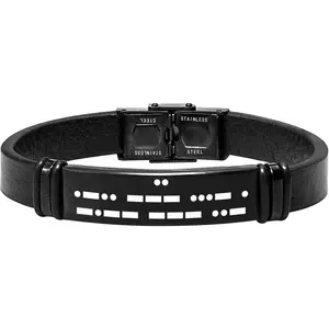 Morse Code Leather Bracelet for Men  Code Engraved Bracelet for Boyfriend Father Husband for Him  Message Bracelet