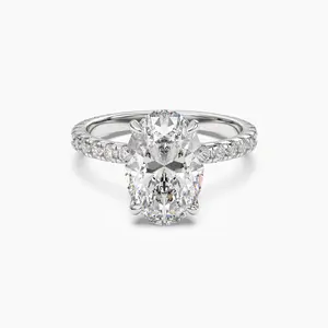 [Adalia Oval] Certified 3.51ct E VS1 Oval Lab Grown Diamond Engagement Ring (TW 0.8ct)