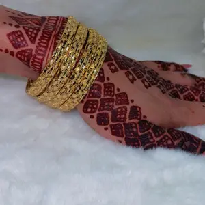 Gold Bangle Set 4pcs Elegant Design for Women's Fashion Jewelry