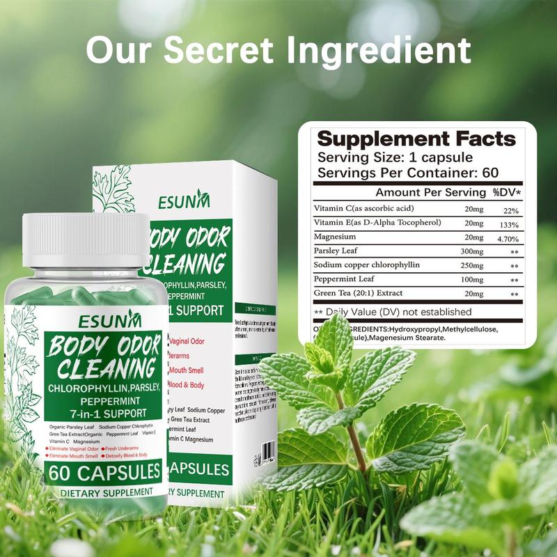 Nature's Deodorant! 650mg Chlorophyll Capsules. Control Body Odor, Boost Cellular Energy & Immune Support from Inside.