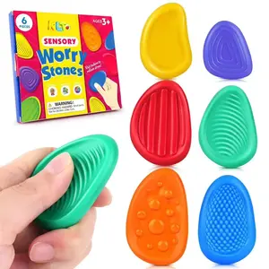 Fidget Toys Sensory Stone for Kids: 6 Pack Textured Soft Worry Stone for Autism Kids - Fidget Stress Calming Toys for Students Anxiety Relief - Small Prizes Fidget Toys for ADHD Calssroom Prize