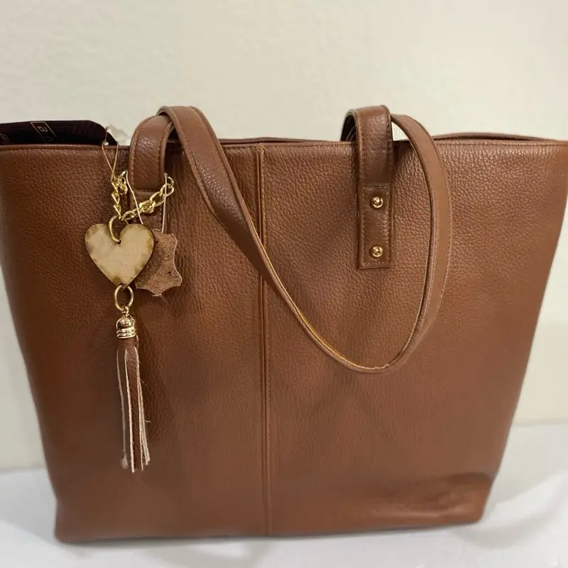 Large leather bag camel color