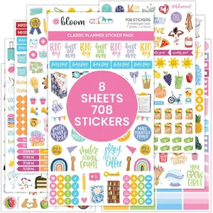 Daily Planners Newly Improved Classic Planner Sticker Sheets - Variety Sticker Pack for Decorating, Planning, Scrapbooking, etc.- 708 Stickers Per Pack!