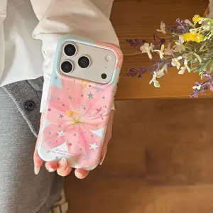 Phone Case: Korean Minimalist Style — Featuring Rounded Edges and Gold Foiling. Compatible with Apple iPhone 17 Pro Max, 16, 15, 14, 13 cute phone case，Wildflower Phone Case，stylish girly design