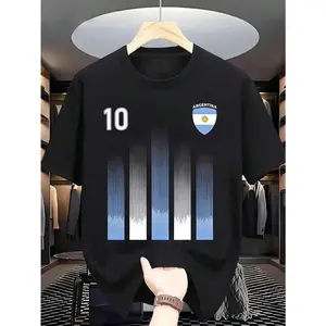 180gResyla Men's Numeric Print Round Neck Short Sleeve Casual Standard T-Shirt