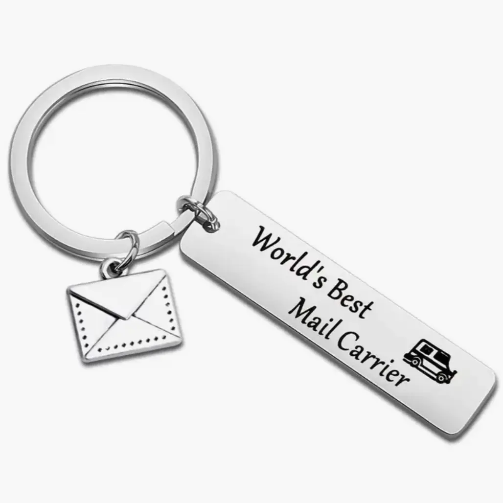 World’s Best Mail Carrier Keychain - Durable Design with Versatile Use - Ideal for Home & Office Decor mr crawling portable keychain valentine day creative keychain inspirational keychain charm accessory valentines