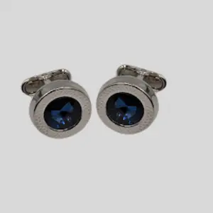 Silver & Blue Gem Cufflinks for Men