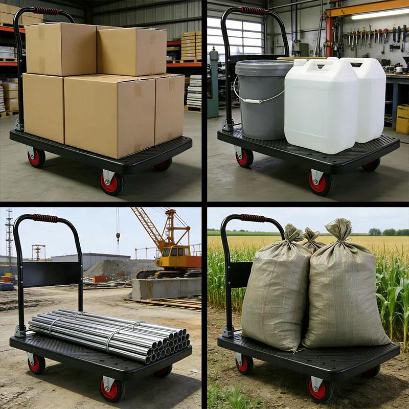 Heavy-Duty Foldable Hand Truck | 820 lbs Load Capacity, Steel Tube Structure, 360° Dual-Axis Rotating Casters, Ligand Portable, Quiet and Durable, Suitable for Outdoor, Home, Warehouse, Multi-Purpose Transport, Stylish Black Design