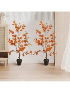 Eucalyptus 3ft/4ft Artificial Fall Tree - Faux Autumn Ficus with Lifelike Leaves, Potted Decor for Housewarming and Party Use Decorative Fruit Plants Nature Ornaments