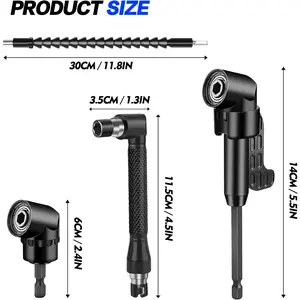 Drill Bit Extension, Include 2Pcs Right Angle Electric Drill Adapters 3Pcs Rotatable Socket Adapters 10 Short Screwdriver Bits Drill Bits and Bendable Extension Drill Bits