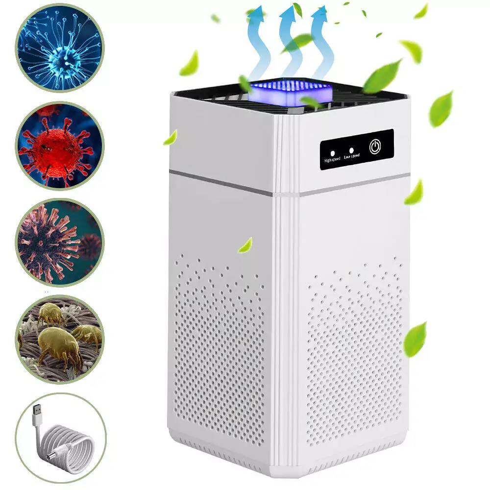 Portable USB-Powered Negative Ion Air Purifier (USB Rechargeable Ionizer) - Plastic Body Single Unit for Office/Home, Indoor/Car Odor & Dust Removal, Durable, Modern Aesthetic, Long-Lasting Filter