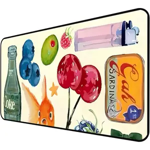 Cute Vibrant Deskpad, Patterned Collage Desktop Mouse Pad XXL, Beige Large Gaming Keyboard Pad,Funny Extra Large Desk Mat, Laptop pad, Home Office Desk Decor Aesthetic for Women 24"X14"