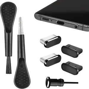 USB C Dust Plug Cover, 4pcs USB C Port Cover Cap Charging Port Cleaner with Cleaning Kits for iPhone 15 16 Series, Samsung Galaxy S23/S22/S21/S20 Ultra, Note 20/10 and All Type C Devices