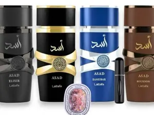 Lattafa Asad Perfume Collection, Eau De Parfum, 100 ML, 4 Variants (Asad Elixir, Asad Original, Asad Zanzibar, Asad Bourbon), Black Pepper Citrus Vanilla Notes, Men