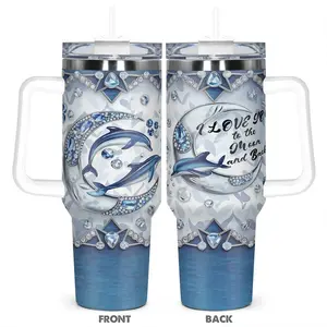 Dolphin Pattern Vacuum Insulated Tumbler, Stainless Steel Water Bottle, Insulated and Durable, Gift for Any Occasion, Birthdays, Holidays, Drinkware