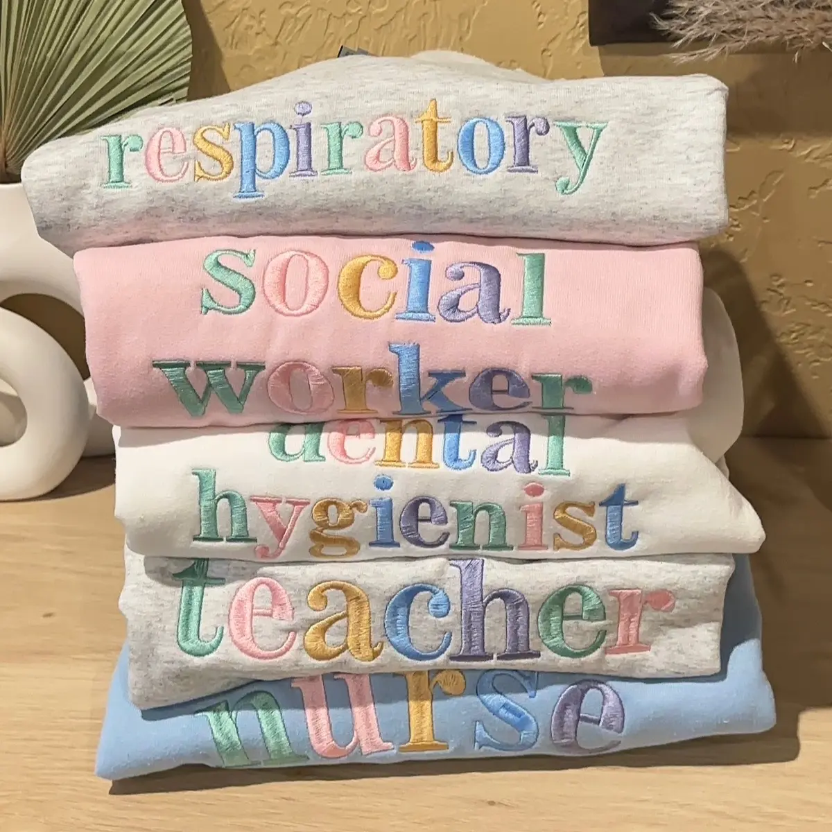 Custom embroidered pastel colors career sweatshirt